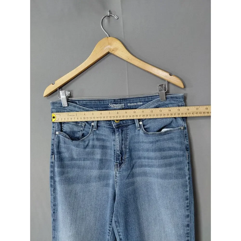 LEVI STRAUSS SIGNATURE Blue Straight Stretch Jeans Women Slim Denim Size 12